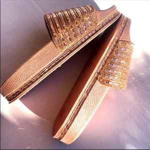 New women Gold Bling Sandal Slides, size 8.